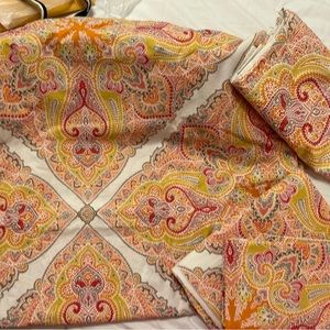 Pottery Barn King Duvet cover, 2 king size shams, and one Euro pillow case.